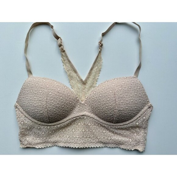 VICTORIA'S SECRET Size 32B Bra Body by Victoria Padded No Wire Pale Pink Lace - Picture 1 of 6